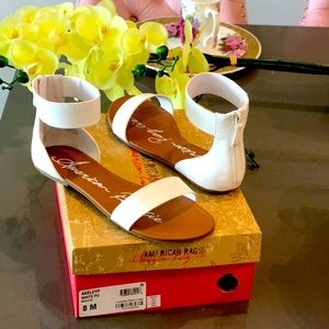 White Flat sandals with strap around ankles